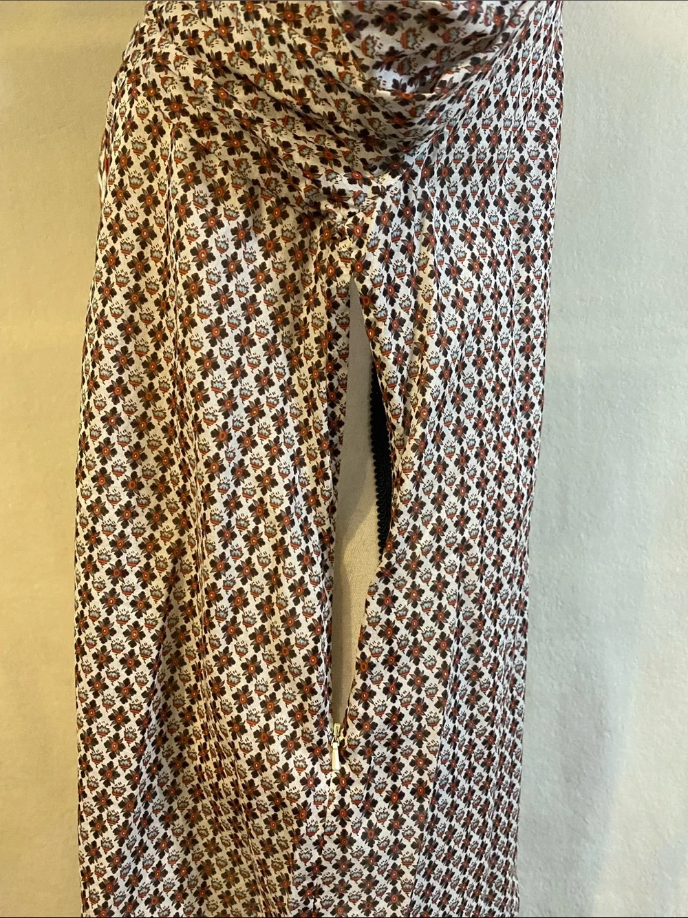 Tory Burch brown floral embroidered trim print cotton tunic